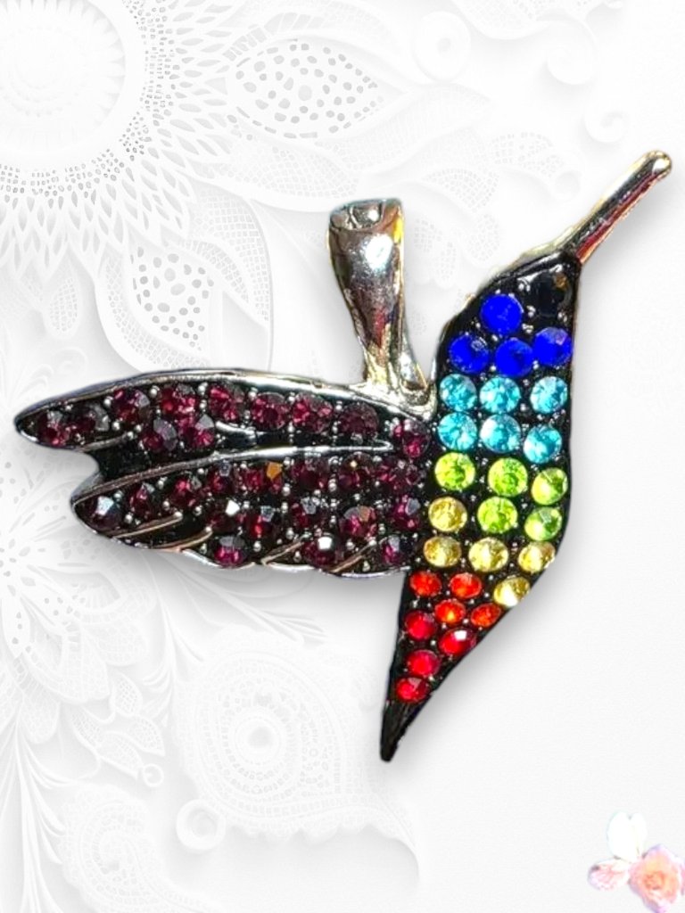 Vintage Rmn Colorful Hummingbird Pendant Silver Magnetic Interchangeable 429